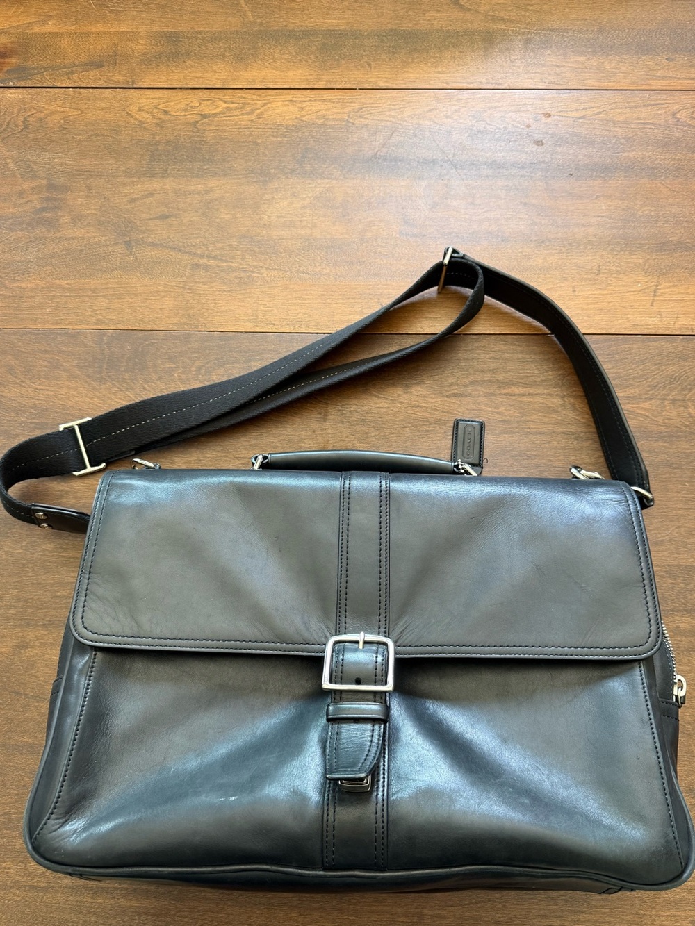 Coach Vintage Y2K Black Leather Thompson Briefcase Messenger Bag - Style F70096